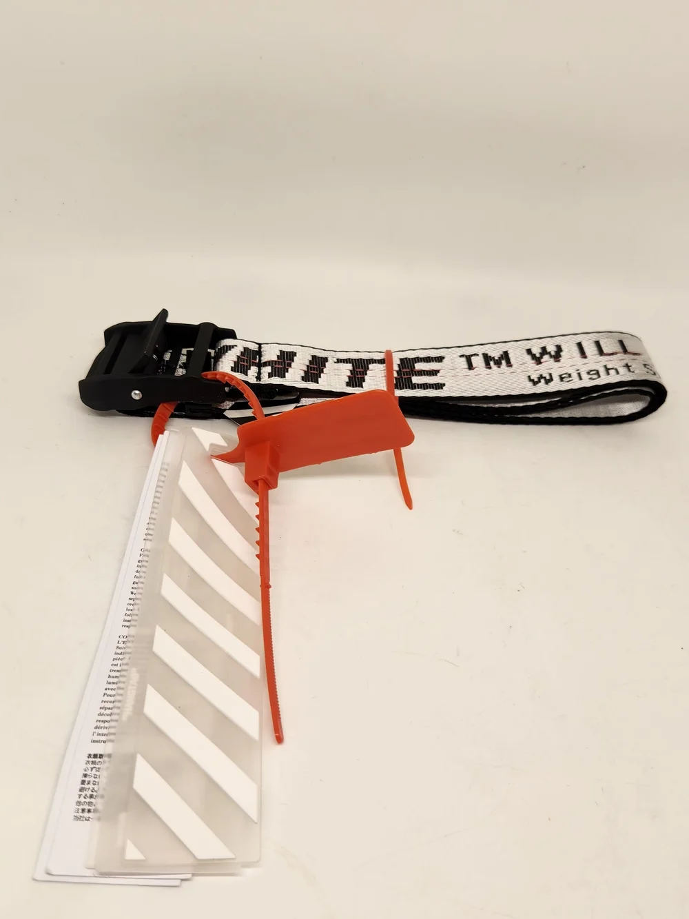 Off-White White and Black Industrial Webbing Belt with Orange Tag